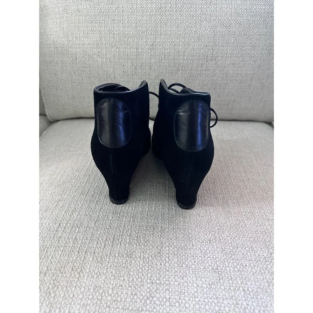 Stuart Weitzman Women's Black Suede‎ Ankle Booties Side 7.1/2 M